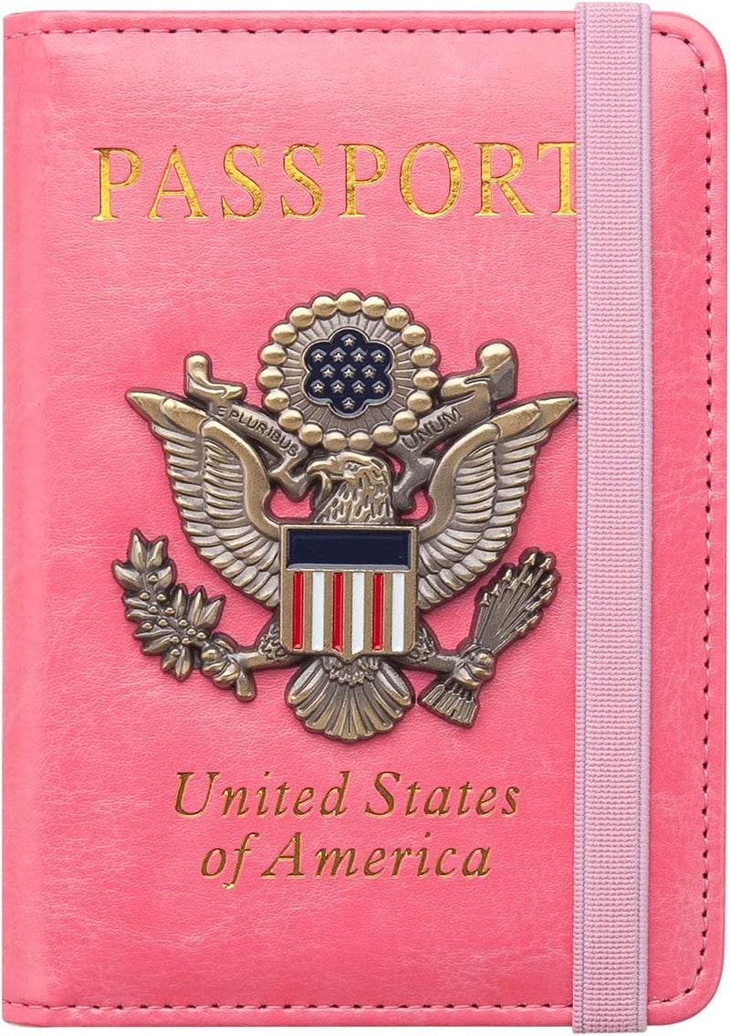 FACATH Premium Passport Holder for Travel, RFID Blocking Passport Cover Slim, Durable & Travel-Friendly, Passport Wallet Keep Your Documents Safe & Organized (Pink) - Image 1
